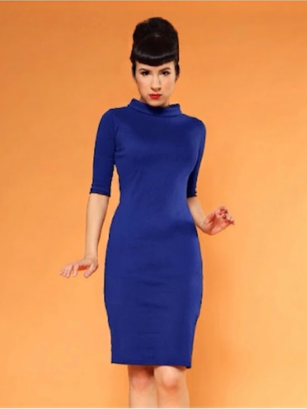 Unique Vintage Royal Blue Midi Sheath Dress